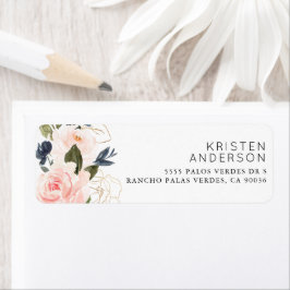 Roze marineblauw Waterverf goudolie Etiket