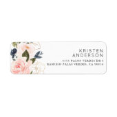 Roze marineblauw Waterverf goudolie Etiket (Voorkant)