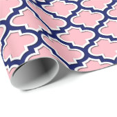 Roze, marineblauw, what LG Marokkaanse kwartet #3D Cadeaupapier (Rol Hoek)