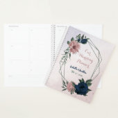 roze & marineblauwe bloemen botanische bruiloft planner (Display)