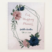 roze & marineblauwe bloemen botanische bruiloft planner (Voorkant)