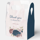 Roze marineblauwe bloemen bruiloft bedankdoosjes (Open)