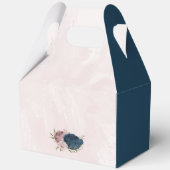 Roze marineblauwe bloemen bruiloft bedankdoosjes (Achterkant)