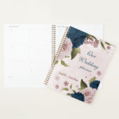 roze marineblauwe bloemen bruiloft planner (Display)