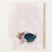 roze marineblauwe bloemen bruiloft planner (Achterkant)