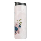 Roze marineblauwe bloemen bruiloft thermosbeker (Geroteerd rechts)