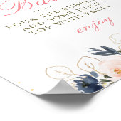 roze & marineblauwe bloemige bruiloftsbrunch mimos poster (Hoek)