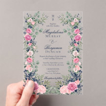 Roze Marineblauwe Bloemige Eucalyptus Groene Huwel