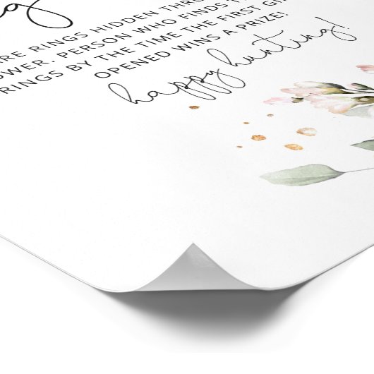 Roze marineblauwe bloemige ringjacht bruidsgame poster (Hoek)