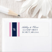 Roze & marineblauwe strepen | Monogram Etiket (Insitu)