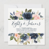 Roze marinebloemen 80ste verjaardag Waterverf Kaart (Voorkant)