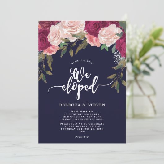 roze marinebloemen modern we ontwikkelden uitnodig kaart (Staand voorkant)