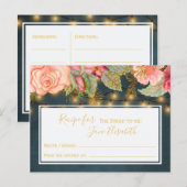 Roze marinegoud romantische bruid om receptenkaart briefkaart (Voorkant / Achterkant)