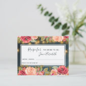 Roze marinegoud romantische bruid om receptenkaart briefkaart (Staand voorkant)