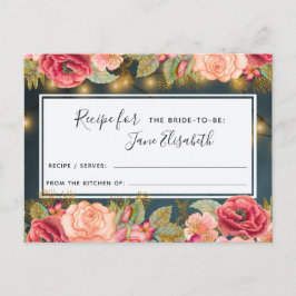Roze marinegoud romantische bruid om receptenkaart briefkaart