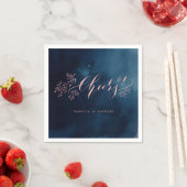 Roze marinekalligrafie-juwelen, trouwe florale bru servet (Insitu)