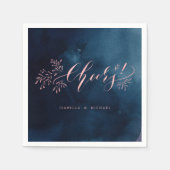 Roze marinekalligrafie-juwelen, trouwe florale bru servet (Voorkant)