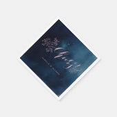 Roze marinekalligrafie-juwelen, trouwe florale bru servet (Hoek)