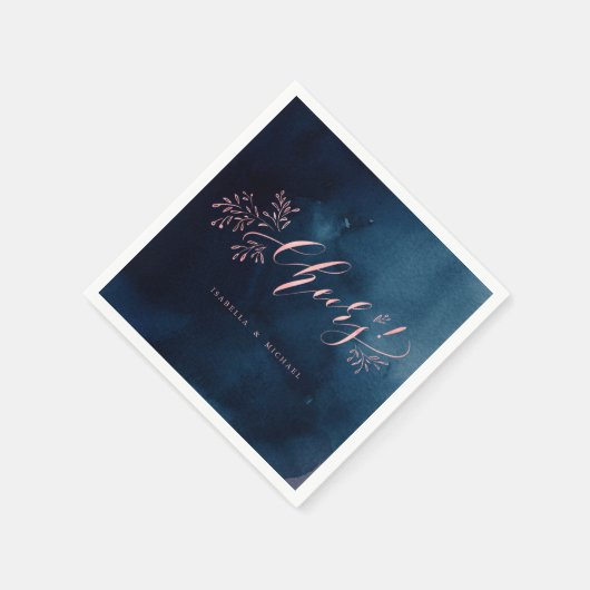 Roze marinekalligrafie-juwelen, trouwe florale bru servet (Hoek)