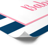 Roze marinemeisje Nautical Anchor Baby shower Welk Poster (Hoek)