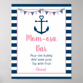 Roze marinemeisje Nautical Anchor Mimosa Bar Poster