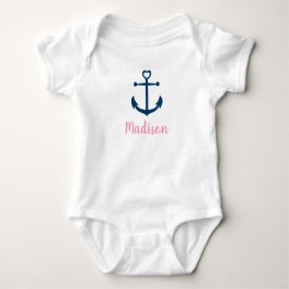 Roze marinemeisje Nautical Anchor Romper