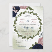 roze marinesbloemen grienery - bruiloft kaart (Voorkant)