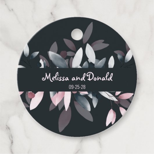 Roze marinescheepvaart Elegant Soft Waterverf Flor Bedankjes Labels (Voorkant)