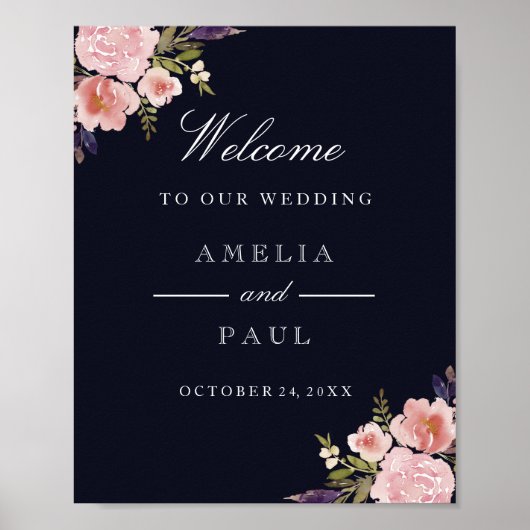 Roze marinescheepvaart Waterverf pony's Welkomstbo Poster (Voorkant)