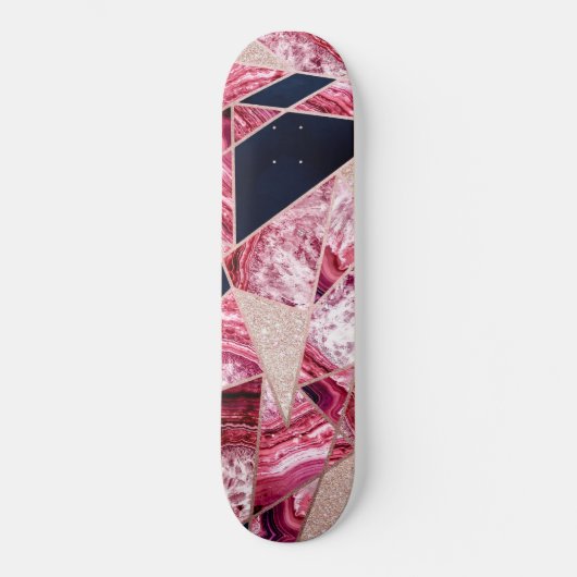Roze marineslag Folie Geometrische driehoeken Persoonlijk Skateboard (Voorkant)