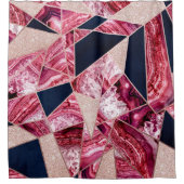 Roze marineslagoliesolfantengeometrische driehoeke douchegordijn (Voorkant)