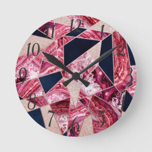 Roze marineslagoliesolfantengeometrische driehoeke ronde klok