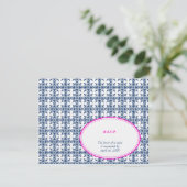 Roze marinesovaal kant preppy bruiloft RSVP (Staand voorkant)