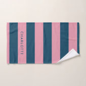 Roze marinestreep | Modern Trendy Preppy Name Bad Handdoek (Handdoek)