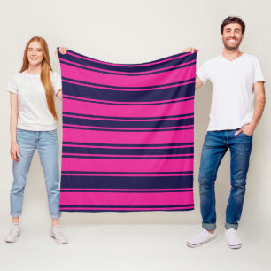 Roze marinestrepen fleece deken