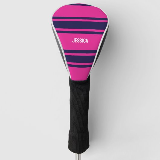 Roze marinestrepen golfheadcover (Voorkant)