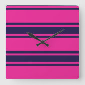 Roze marinestrepen vierkante klok (Voorkant)