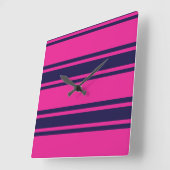 Roze marinestrepen vierkante klok (Hoek)