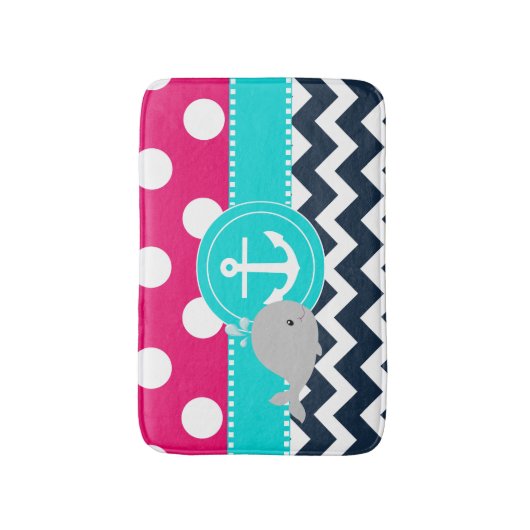 Roze marinewalvis Bathmat Badmat (Voorkant Verticaal)