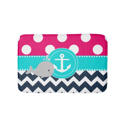 Roze marinewalvis Bathmat Badmat (Voorkant)