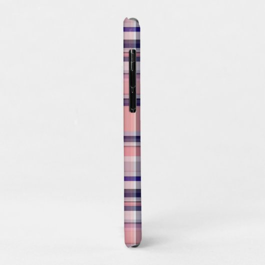 Roze marinewitte preppy Madras Quatrefoil Monogram Case-Mate iPhone Case (Achterkant/links)