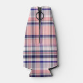 Roze marinewitte preppy Madras Quatrefoil Monogram Flesjeskoeler (Achterkant)