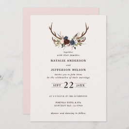 Roze marjoor en geweien bruiloft save the date