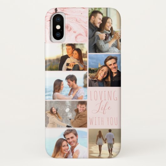 Roze Marmer 7 Fotocollage - Liefdevol leven met jo Case-Mate iPhone Case (Achterkant)