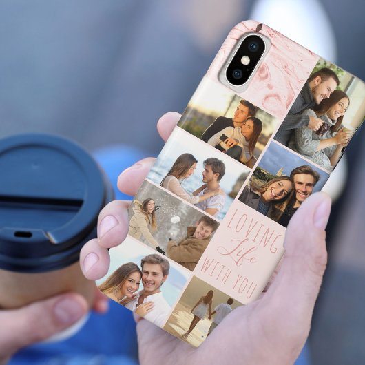 Roze Marmer 7 Fotocollage - Liefdevol leven met jo Case-Mate iPhone Case