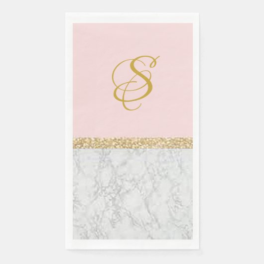 "Roze marmer" Aangepaste handdoek voor gastpapier Servet (Voorkant)