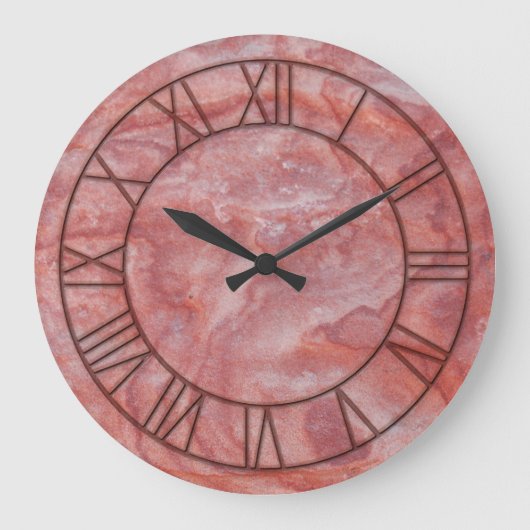 Roze marmer Afdrukmuur Grote Klok (Voorkant)