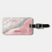 Roze marmer Agate Bagagelabel (Voorkant horizontaal)