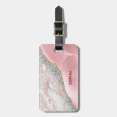 Roze marmer Agate Bagagelabel (Voorkant verticaal)