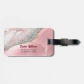 Roze marmer Agate Bagagelabel (Achterkant horizontaal)
